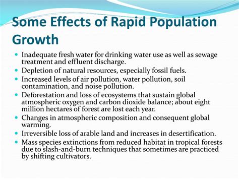 What are the 5 negative effects of rapid population growth?