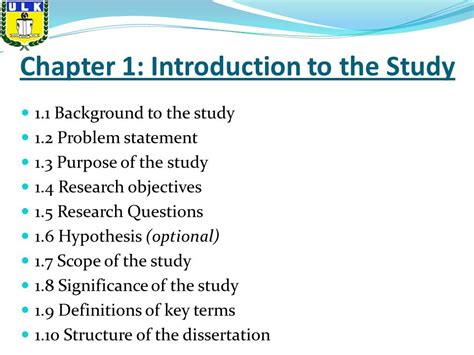 What are the 5 parts of Chapter 1 in research?