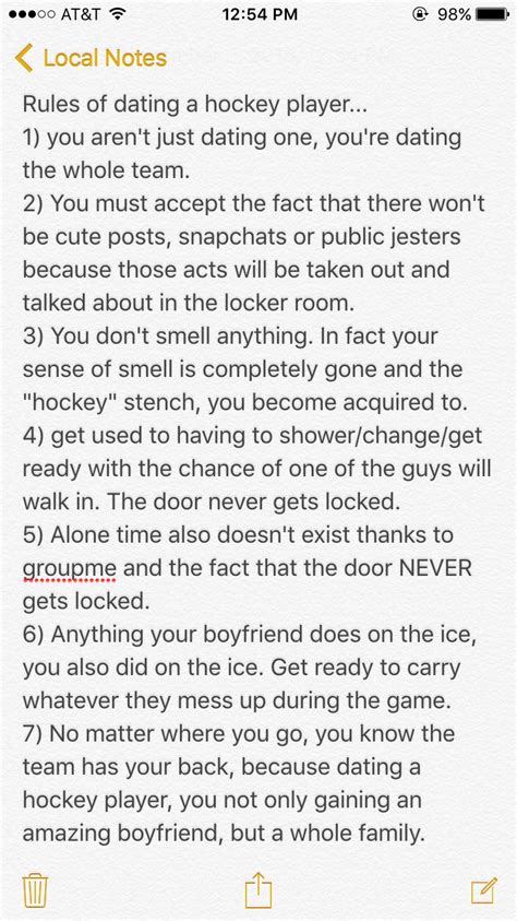 What are the 5 rules of dating a hockey player?