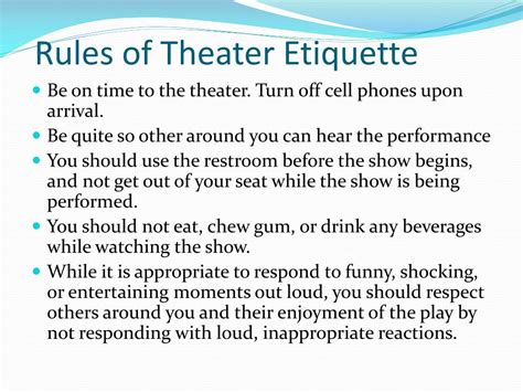 What are the 5 rules of theatre?