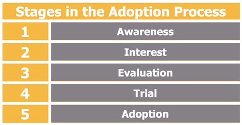 What are the 5 stages of the adoption process?