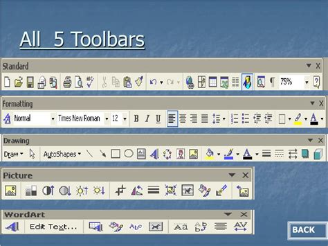 What are the 5 toolbars?