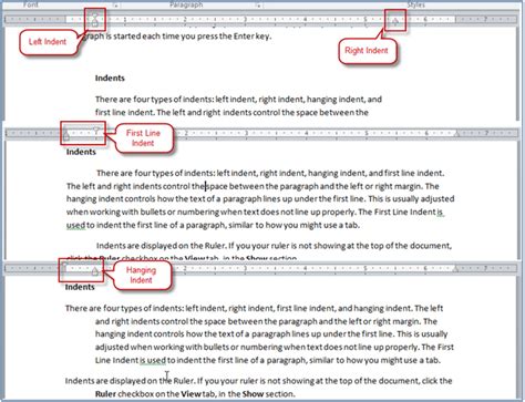 What are the 5 types of indents?