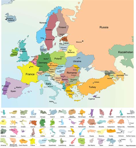 What are the 51 countries in Europe list?