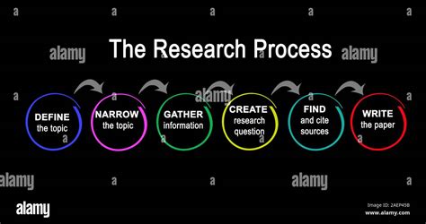What are the 6 components of the research process?