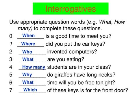 What are the 7 interrogatives?