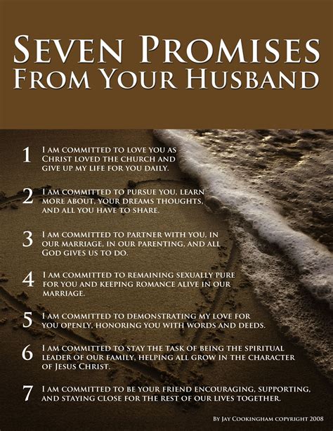 What are the 7 promises by wife to husband?