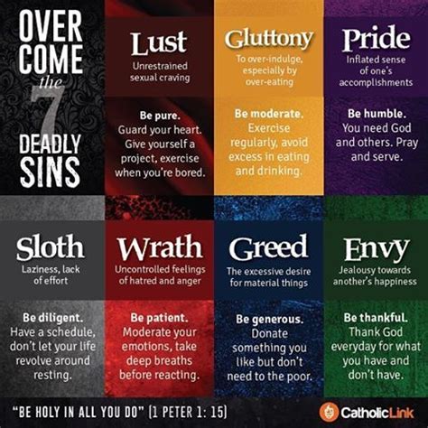 What are the 7 sins and opposite?