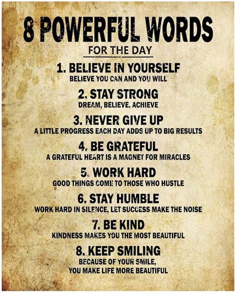 What are the 8 powerful words?