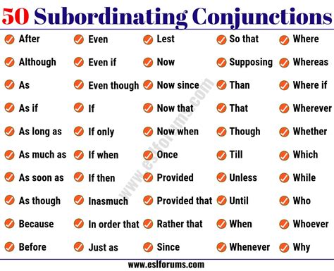 What are the 9 subordinating conjunctions?
