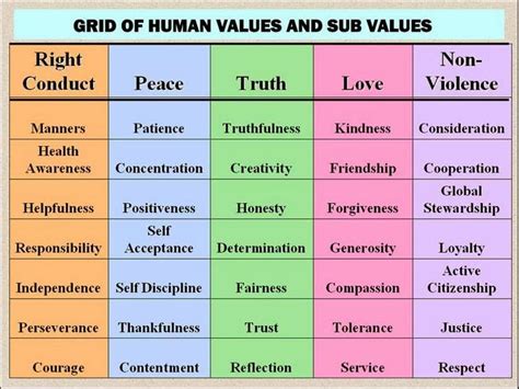 What are the 9 values of human values?