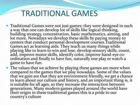 What are the benefits of modern games and traditional games?