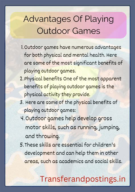 What are the benefits of outdoor games paragraph?