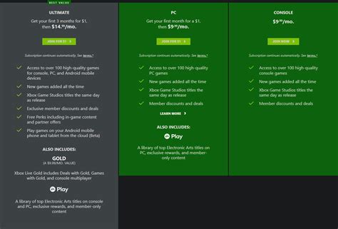 What are the different Xbox Subscriptions?