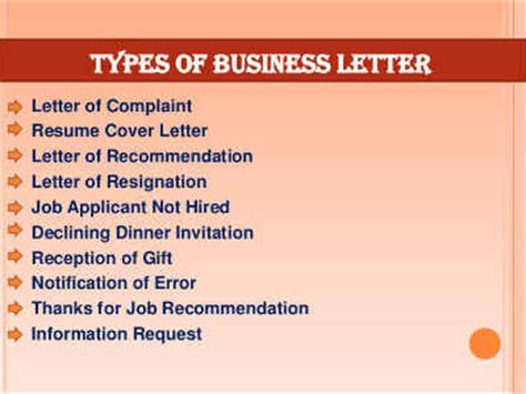 What are the different types of business letters?