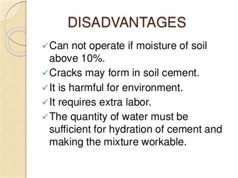 What are the disadvantages of cement stabilization?