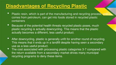 What are the disadvantages of recycling plastic?
