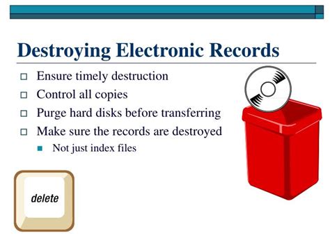 What are the five methods of destroying records?