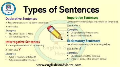 What are the four types of sentences interrogative?