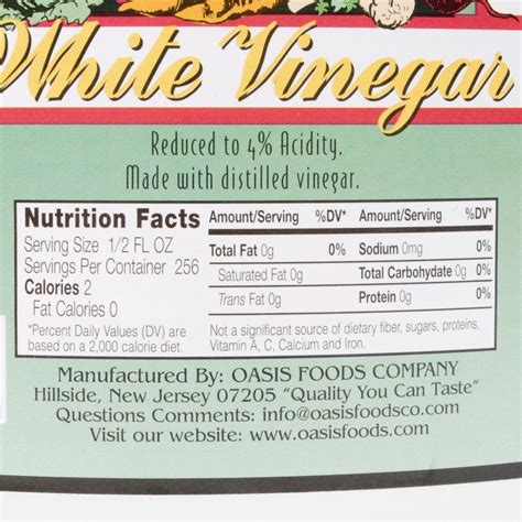 What are the ingredients in white distilled vinegar?