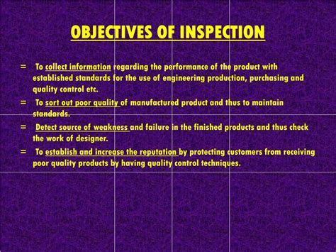 What are the main objectives of inspection?