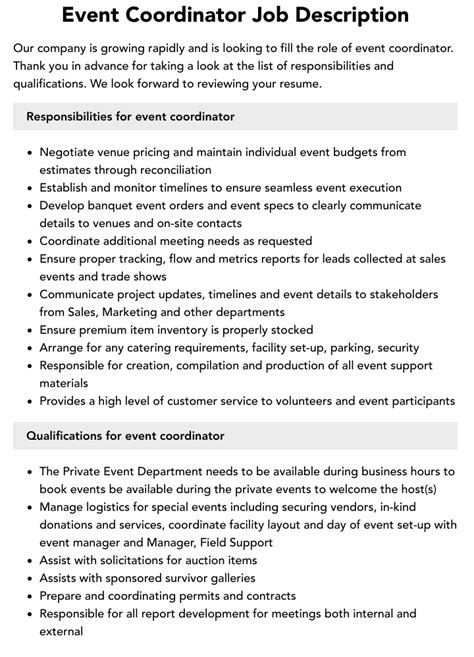 What are the responsibilities of events executive?