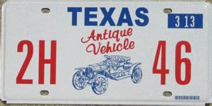 What are the restrictions on antique license plates in Texas?
