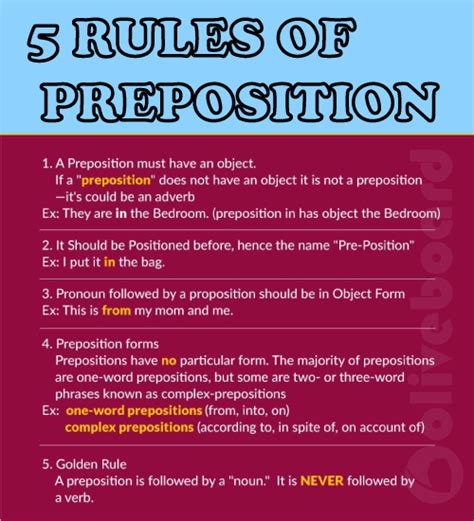 What are the rules of preposition?