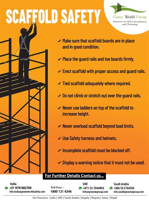 What are the safety guidelines for scaffolding?