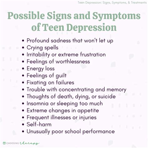 What are the signs of depression in a 13-year-old girl?