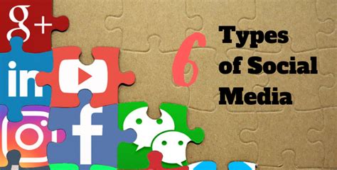 What are the six 6 types of social media?