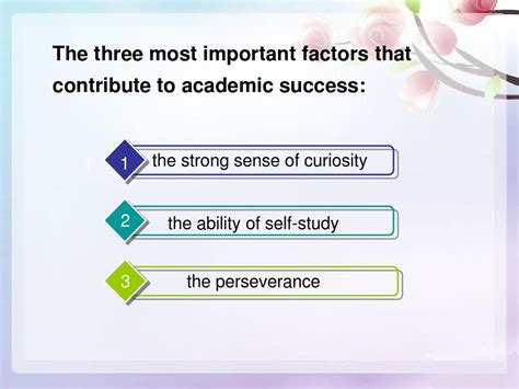What are the three main factors of academic success?