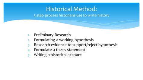 What are the three methods of historical approach?
