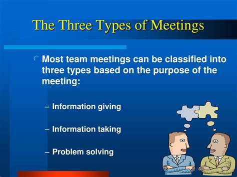 What are the three types of meetings?