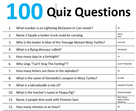 What are the top 10 quiz questions?