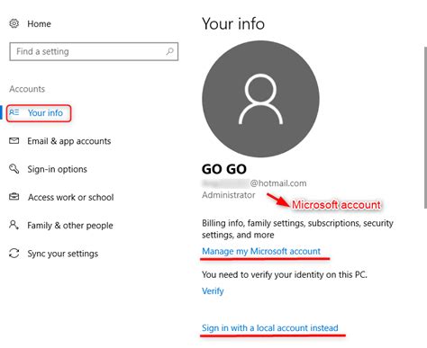 What are the two types of Microsoft accounts?