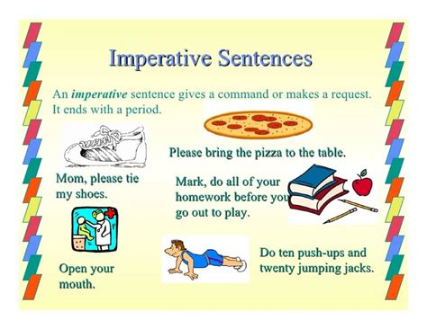 What are the types of sentences like imperative?