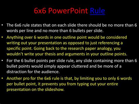 What are the word rules for PowerPoint?