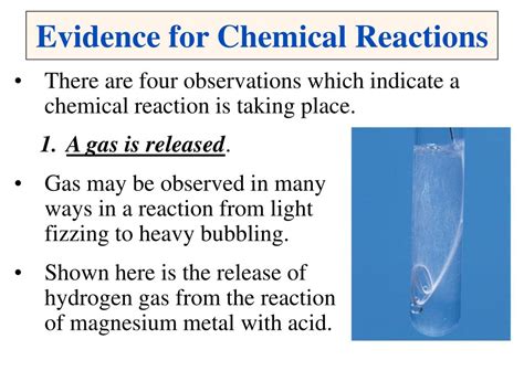 What are three evidences of chemical reaction?