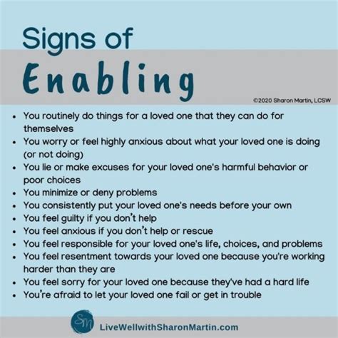 What are three signs of enabling?
