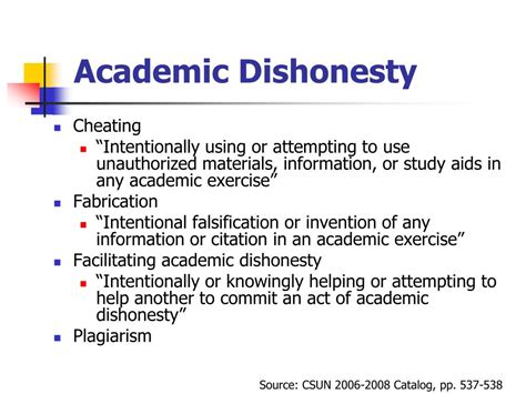 What are two examples of academic dishonesty?