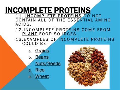 What are two examples of pairing incomplete protein food sources that will meet an individual's protein requirements?