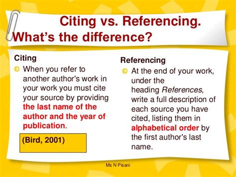 What are two important differences between citations and references?