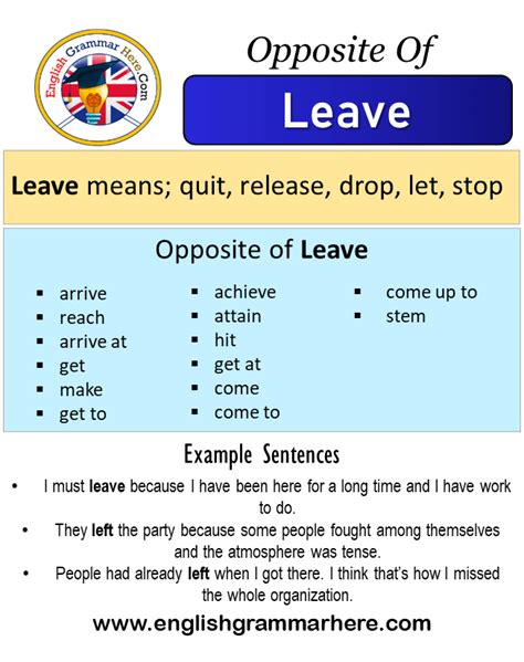 What are two meanings of leave?