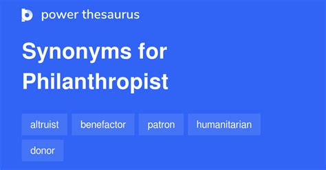 What are two synonyms for philanthropist?
