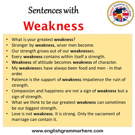 What are your weaknesses in sentence?