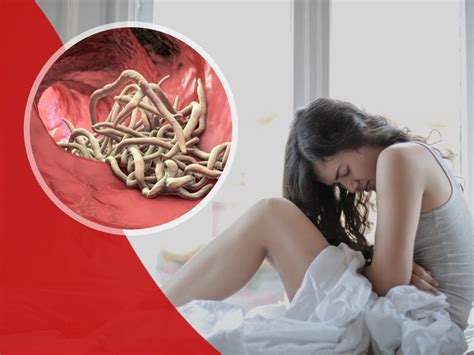 What causes red worms in humans?
