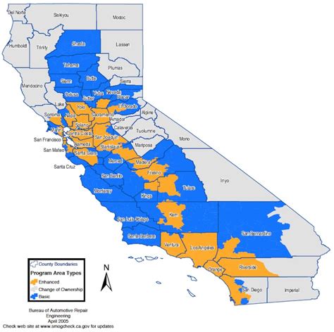 What counties do not require smog in California?