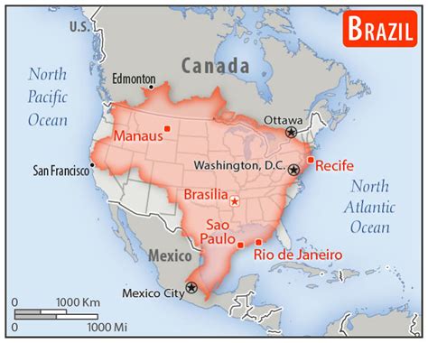 What country is bigger Mexico or Brazil?