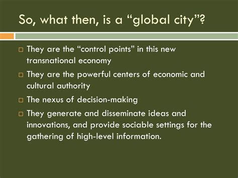 What defines a world class city?